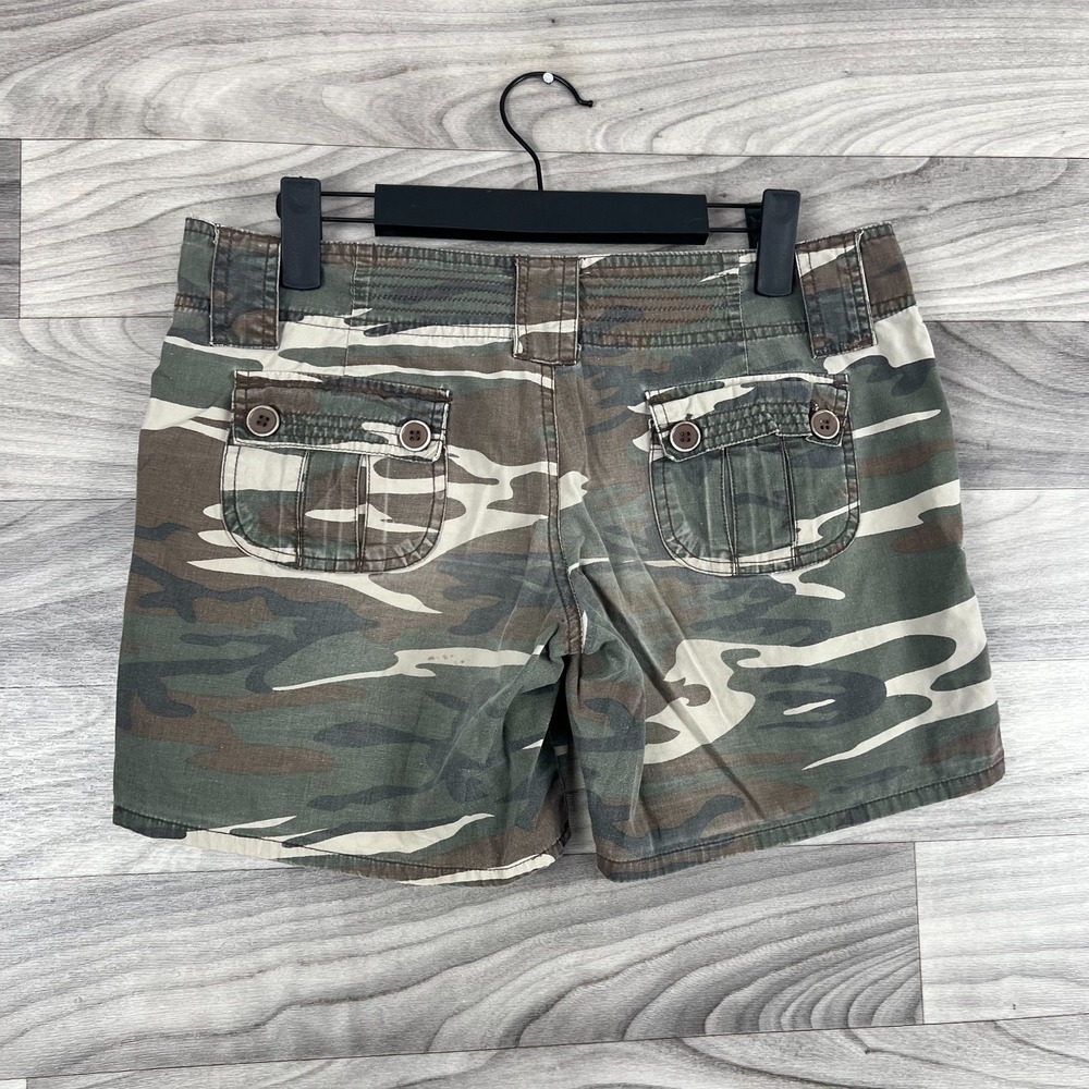 Vintage Havana‎ Cargo Shorts Women's Large Green Camo Cotton Low-Rise Button-Fly - Picture 11 of 16